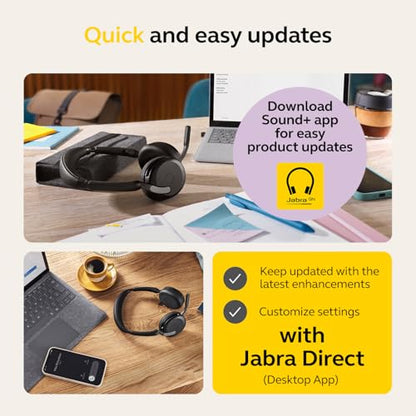 Jabra Evolve2 65 Flex 26699-999-999-01 Wireless Over-Ear Headset with Noise Cancellation and Bluetooth 5.2 Technology