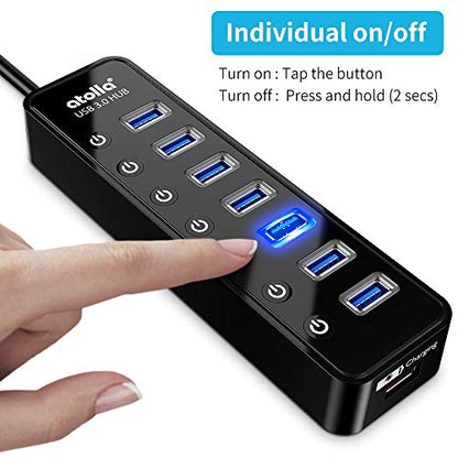 Atolla 7-Port USB 3.0 Hub DE-TZW-ZS19 USB Hub with Smart Charging 5V/4A