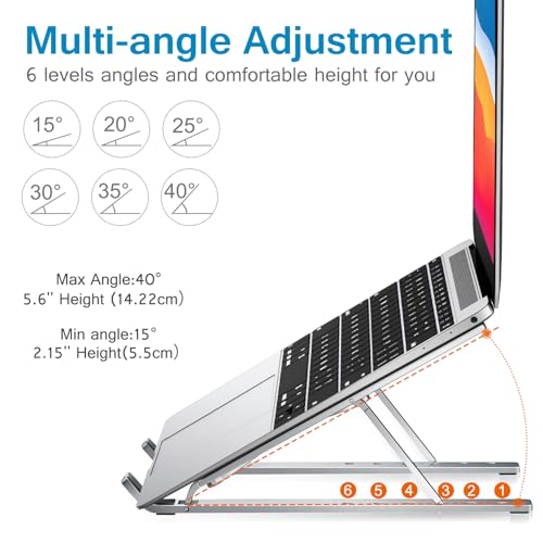 ivoler Portable Aluminum Laptop Stand AMUSA20710001 Universal Ergonomic, Adjustable Height, Tabletop Mount