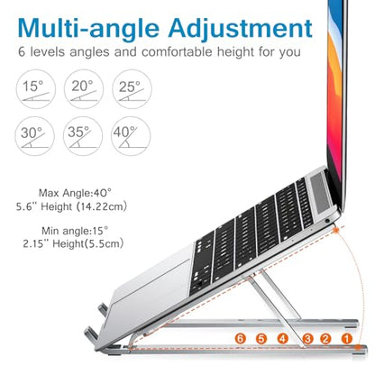 ivoler Portable Aluminum Laptop Stand AMUSA20710001 Universal Ergonomic, Adjustable Height, Tabletop Mount
