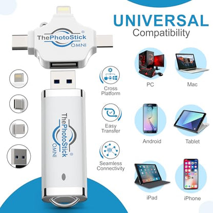 ThePhotoStick Omni 32GB TPSOMNI32GB USB Flash Drive – Multi-Device Compatible Automatic Backup Solution for Photos and Videos