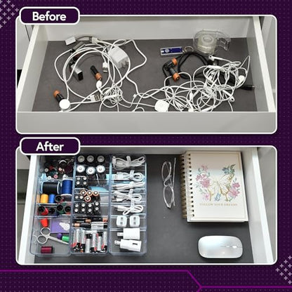 CHRABI 10.75"L x 3.75"W x 2.38"H Model COB23 Cable Organizer Box Set with 3 Units and 8 Compartments