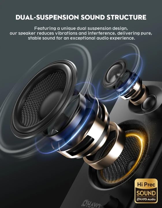 OHAYO 2.0 Stereo Bookshelf Speakers C6-Black 60W Bluetooth 5.3 20 KHz Black