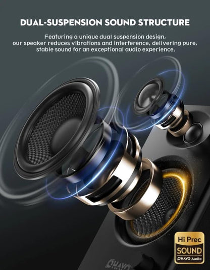OHAYO 2.0 Stereo Bookshelf Speakers C6-Black 60W Bluetooth 5.3 20 KHz Black