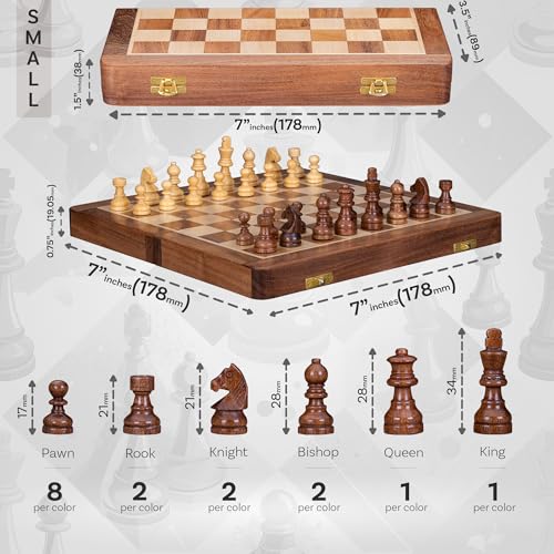 INTAJ 12" Standard Edition Wooden Chess Set Wooden Chess Board Travel Foldable