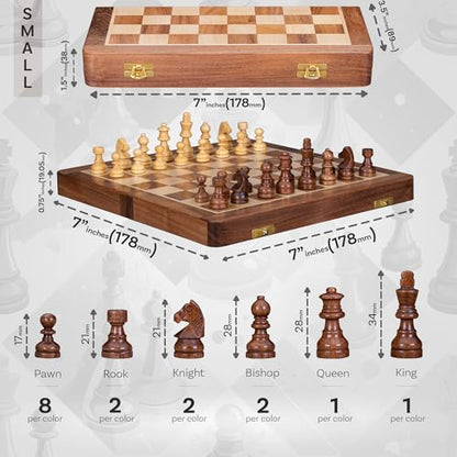 INTAJ 12" Standard Edition Wooden Chess Set Wooden Chess Board Travel Foldable