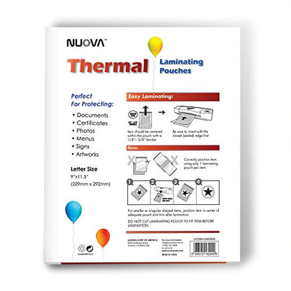 Nuova 9" x 11.5" LP200H Thermal Laminating Pouches, 3 mil, 200 Pack
