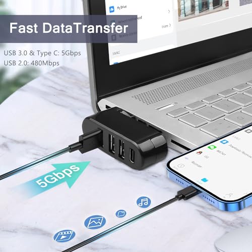 vienon 4-Port USB Hub VN76HFH USB 3.0 Interface Lightweight Plastic 5 Gigabits Per Second