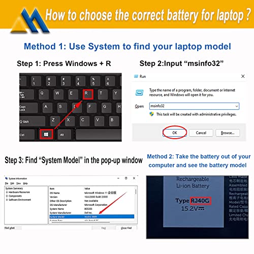 Mobik RJ40G 3941mAh Lithium-Ion Laptop Battery for Latitude 14 5420, Latitude 15 5520, Precision 15 3560