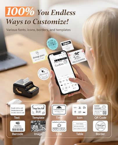 NIIMBOT B21 Portable Thermal Printer, Monochrome, 203 DPI, 1 Tray, Bluetooth Connectivity, Multifunction Printer
