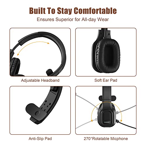 COMEXION BH-M100 Bluetooth Headset Wireless Noise Cancellation Communication Device for Adults