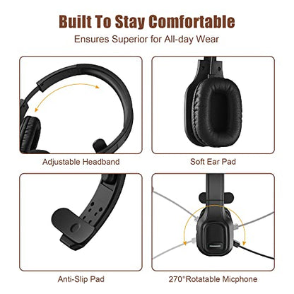 COMEXION BH-M100 Bluetooth Headset Wireless Noise Cancellation Communication Device for Adults