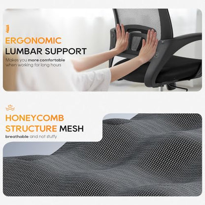 BestOffice 1.0 Count VN-H03-Black-BestOffice Ergonomic Office Chair with Breathable Backrest and Adjustable Height