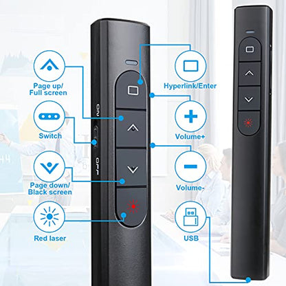 UBUYONE 1 Count GX60 Wireless Presenter Remote, Button Control, 100 Meters Range, Black