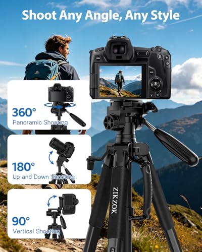 ZIKZOK 75 Inches PT80 Tripod Heavy-Duty Stand for Cameras and Tablets