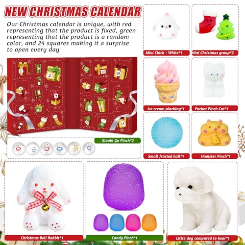 Muxiziu Christmas Countdown Calendar 2025 24 Surprise Toys Non-Repeating Squishies