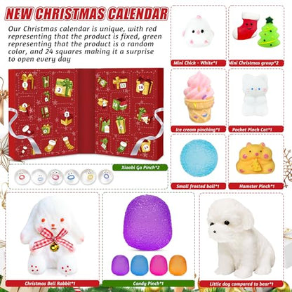 Muxiziu Christmas Countdown Calendar 2025 24 Surprise Toys Non-Repeating Squishies