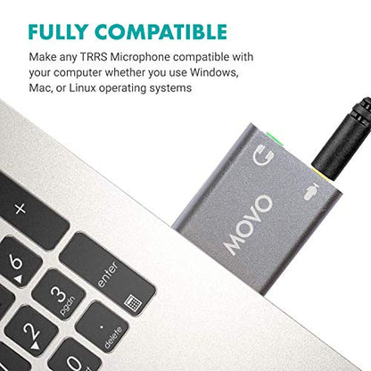 Movo USB Sound Card USB-AC1 Stereo Audio Adapter