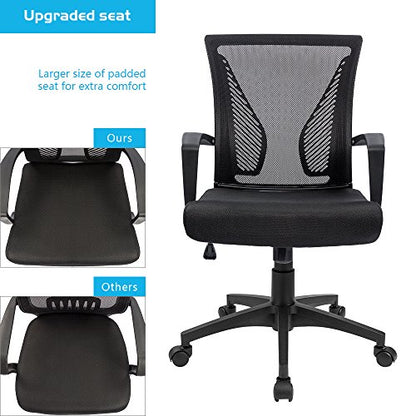 Furmax Mid Back Swivel Office Chair OCNC7510 Ergonomic Mesh Desk Chair with Armrests (Black)