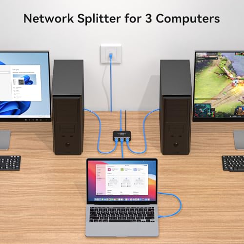 THXCDBID Ethernet Switch 1-to-3 RJ45 Splitter 1000Mbps ON-OFF 5V DC