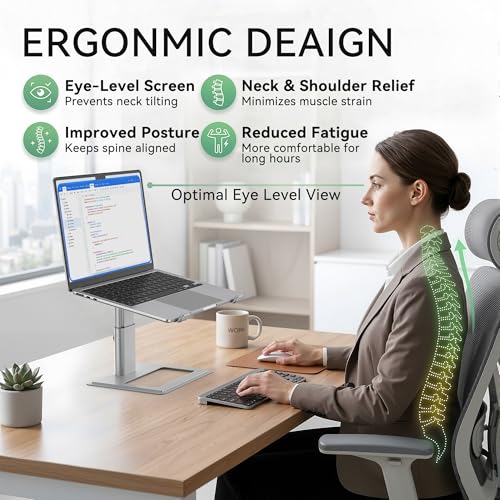 SOUNDANCE Adjustable Laptop Stand 10-17.3 Inches LSA1 Tabletop Ergonomic Silver
