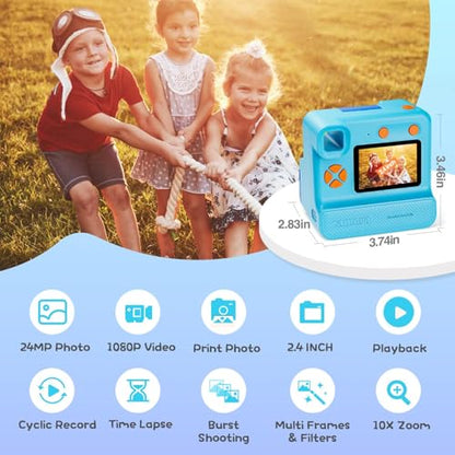 GREENKINDER 3-12 Years KC05 Instant Print Camera 24 MP 1080p Automatic Digital
