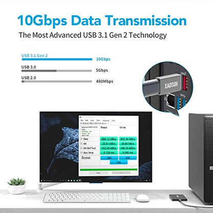 XAOSUN USB C Female to USB Male Adapter (2-Pack) 10Gbps Data Transfer 100W Fast Charging OTG-R