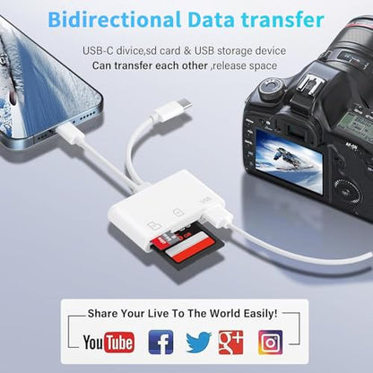 Aplimln SD Card Reader, 3 Slots, USB-A, Lightning & USB-C, Compatible with SD/SDHC/SDXC/microSD/microSDHC/microSDXC