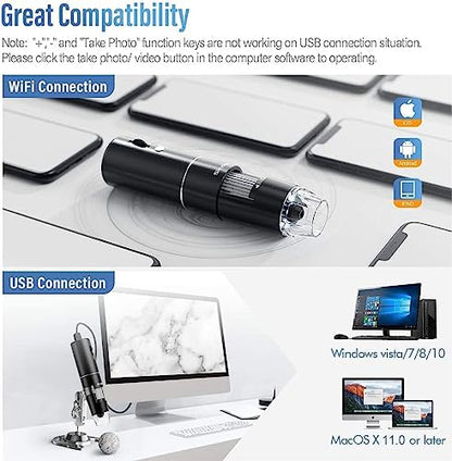 SKYBASIC 50X-1000X RM Handheld Digital Microscope, LED, 5V, Black