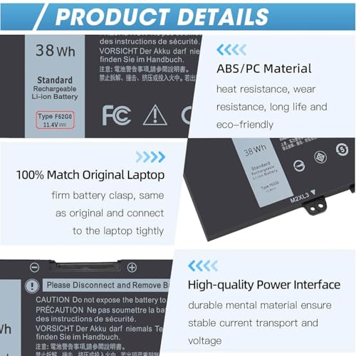 ZAYAUPVL 38Wh F62G0 Battery 11.4V 3 Cells Black