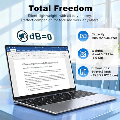MITUNTUN 15.6 Inch Laptop Core M3-6Y30 1920x1080 256GB SSD 16GB RAM Ultra-Portable