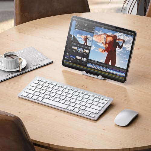 OMOTON Compact Wireless Bluetooth Keyboard with Adjustable Stand for iPad
