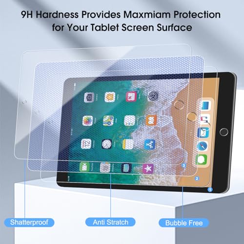 Qularlans 2 Pack Tempered Glass Screen Protector for iPad 6th/5th Generation 9.7-Inch (Model A1822/A1823/A1893/A1954)
