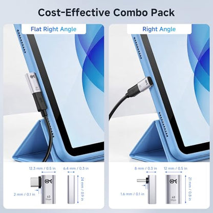 Cable Matters 90 Degree USB-C Adapter Kit Model 201313 Black 40Gbps Data Transfer Laptop and Device Connectivity