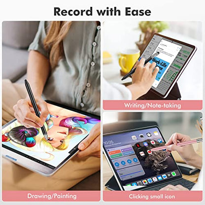 MEKO 3-in-1 Capacitive Stylus for Touch Screens, Black/Rose Gold, 0.35 Inches