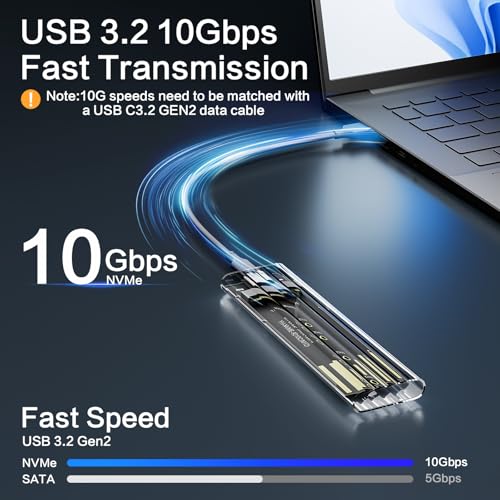 BMKZAYR M.2 SSD Enclosure USB 3.2 Gen 2 10Gbps Universal