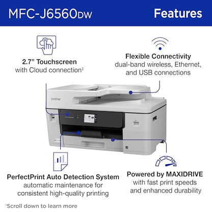 Brother MFCJ6560DW 11"x17" Inkjet Multifunction Printer 1200x4800dpi 31ppm