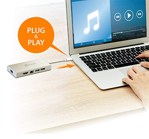 j5create 60w JCD376 USB-C Mini Hub 1920 x 1200 HDMI 1920 x 1200 VGA 6 Ports