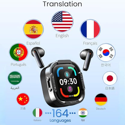 Yworlln NE70 Wireless Bluetooth Earbuds, Real-Time Translation, Supports 165 Languages, Active Noise Cancellation
