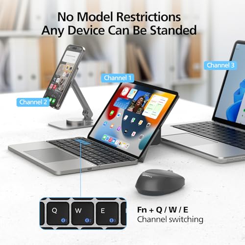 MICROPACK 3-Device Foldable Keyboard K-F01-GY QWERTY Touchpad 500mAh Bluetooth