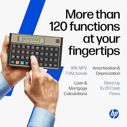 HP 12C Financial Calculator - Battery Powered - LCD Display - Black - Plastic Enclosure