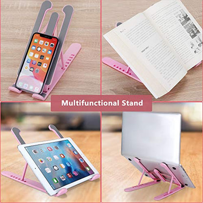 pidien Portable Laptop Stand PLS-08 Foldable Adjustable Aluminum Riser 1 Count Pink