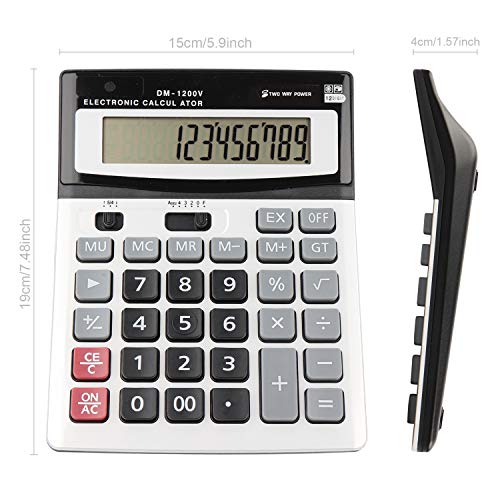 HIHUHEN 4 Inch Calculator-C LCD Display Solar Powered Financial Calculator