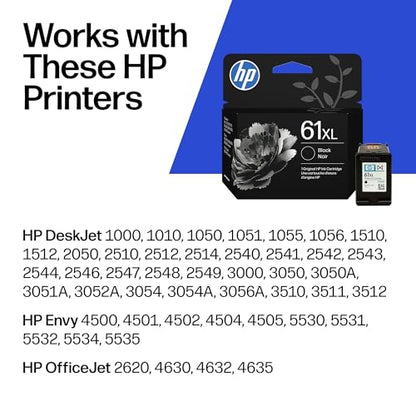 HP 61XL Black Ink Cartridge C0PA4AN 360 Pages Compatible with DeskJet, Envy, OfficeJet Printers