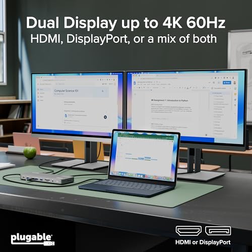 Plugable USB C Laptop Docking Station 4K 60Hz UD-6950PDH