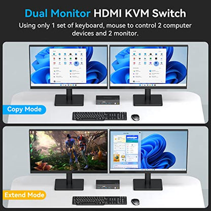ATLAHET 12V KVM Switch 5.91 x 2.56 x 1.42 inches 2-way Control 1 Amps IP20 White