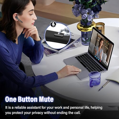 Thunelec Wireless Bluetooth 5.3 Earpiece G9 90 Hours Active Noise Cancellation Single-Ear Headset