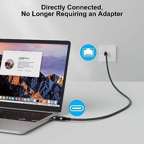 Kxable 4 Feet KXC-RJ45-Parent Ethernet Cable RJ45 USB Type C Cat 6 1000 Mbps RJ45 Male-to-Female