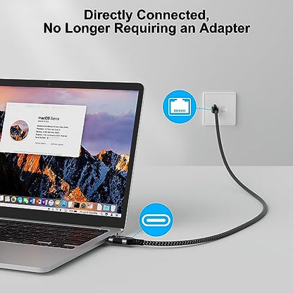 Kxable 4 Feet KXC-RJ45-Parent Ethernet Cable RJ45 USB Type C Cat 6 1000 Mbps RJ45 Male-to-Female