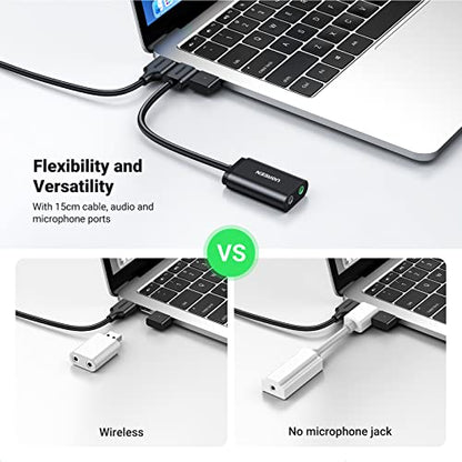 UGREEN USB to Audio Jack Sound Card Adapter 30724 USB Stereo Sound Card PC PS4 5 1 Dual 3.5mm